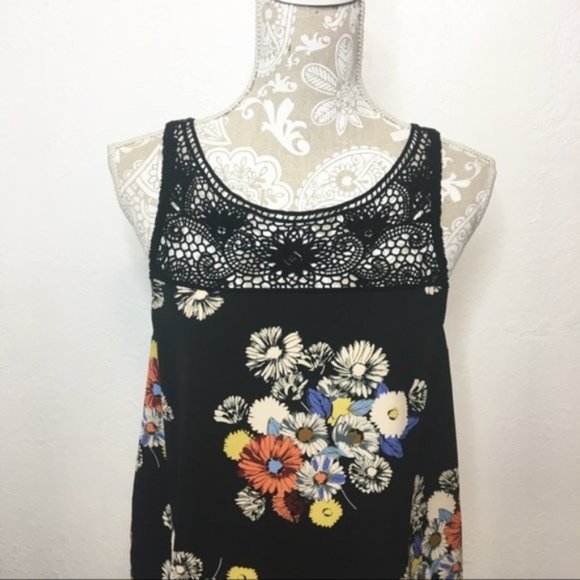 Weston Anthropologie Tank Top Crochet Mixed Print - Picture 5 of 8